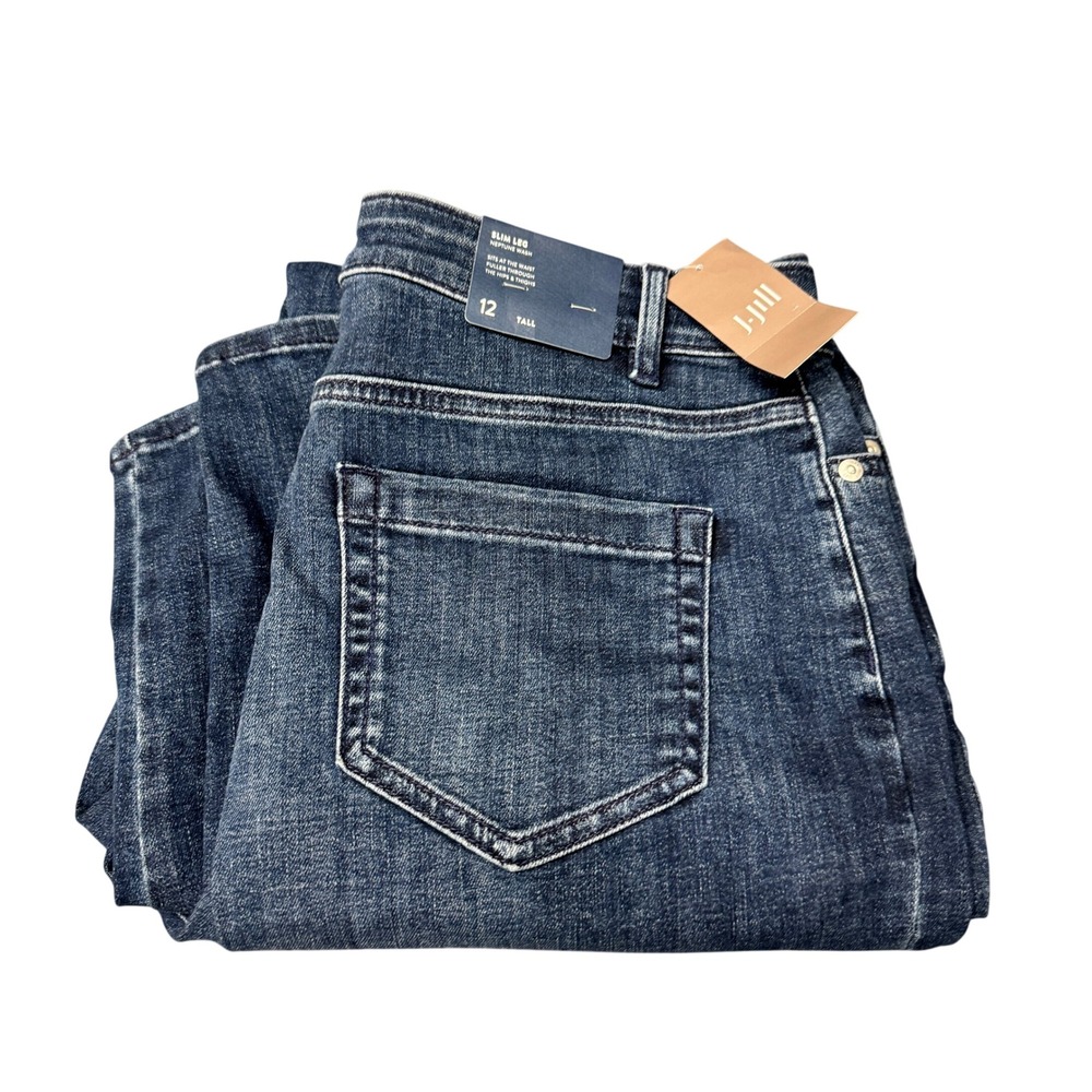 J.Jill Jeans Womens 12 T (33x31) Curvy Fit Slim Leg Stretch Blue Denim NEW
